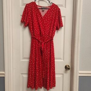 Lark + Grey Red and White Polka Dot Wrap Dress in an XL Size
